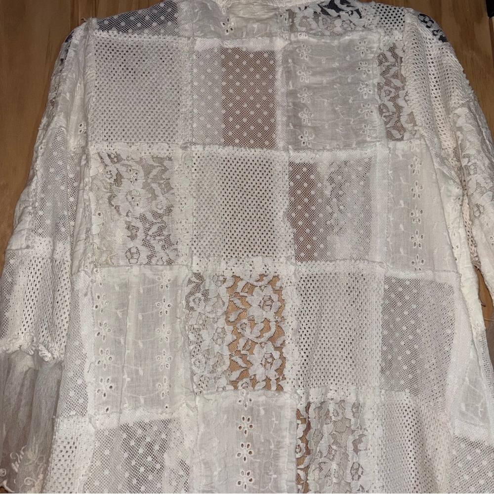 Paper Lace Patchwork Lace & Eyelet Duster Topper 100% Cotton - Picture 10 of 12